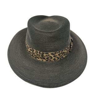 Eric Javits SquisheeStraw Fedora Hat – Leopard Print Band – Packable – UPF 50+